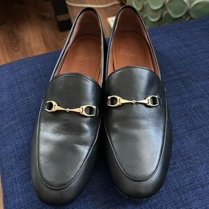 Coach black leather horsebit loafers